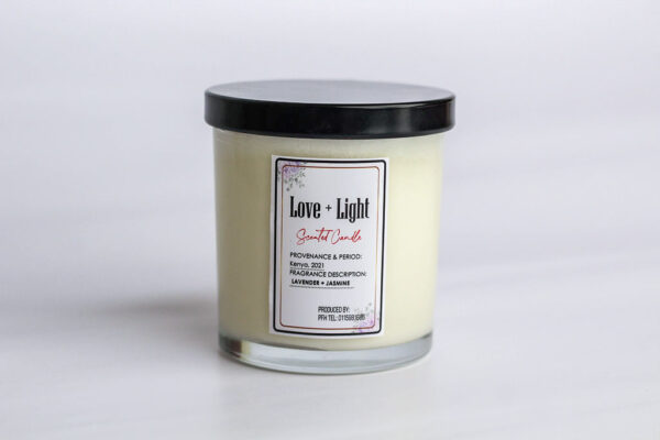 Lavender and jasmine scented candle.